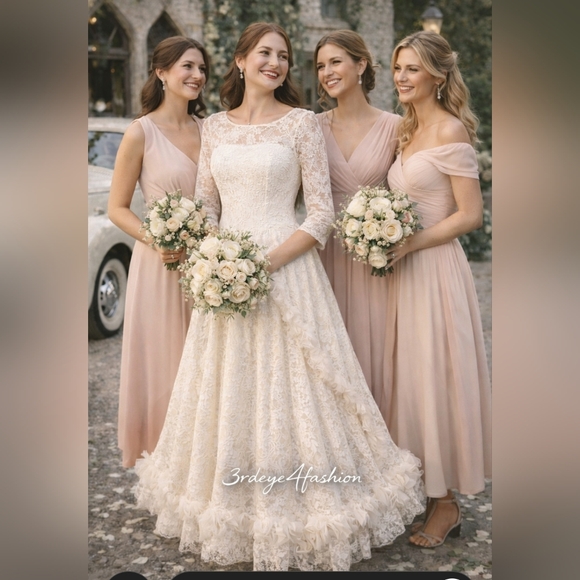 Vintage Handmade Lace Wedding Dress  1950s60s Bridal Gown